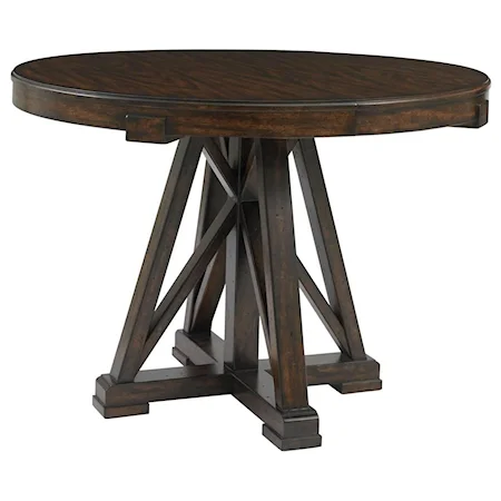 Round Pedestal Table with Cathedral White Oak Veneer Top & Leaf